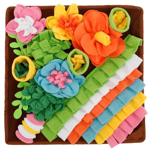 Fyeme Schnüffelteppich Hund Blume 40×40cm Schnüffelmatte Katze Waschbar Hunde Schnüffelteppich Geeignet für Kleine Bis Mittelgroße