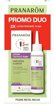 Pranarôm - Duo Aromapoux Lotion Traitante Anti-Poux et Lentes, 100ml x2 avec Peigne
