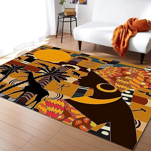 Teppich für afrikanische Frauen, Tanzkultur, groß, Giraffe, Elefant, rutschfest, für Schlafzimmer, Wohnzimmer, Büro, Dekoration, Innenbereich, Kinderteppich, 120 x 100 cm