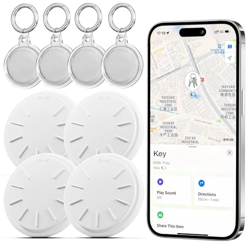 Tag Localizzatore,Tags 4 Pack Key Tracker Item Finder Lavorare Con Find My(Solo Ios, Android Non Supportato),Per Portafogli, Chiavi, Zaini, Bagagli,Batteria Sostituibile. (Circle)
