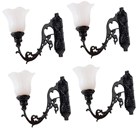 ibasenice 4stücke Miniatur Wandlampe Led Puppenhaus Wandleuchten Für Sandtisch-Modelle Warme Lichter in Schwarz Dekoration Für Miniatur Landschaften Und Modelle