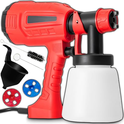 Retoo Pistola a spruzzo per vernice, Compressore Verniciatore elettrica 400 W, contenitore per pistola a spruzzo 1200 ml, capacità di carico 800 ml/min, ideale per mobili, recinzioni, pareti, armadi