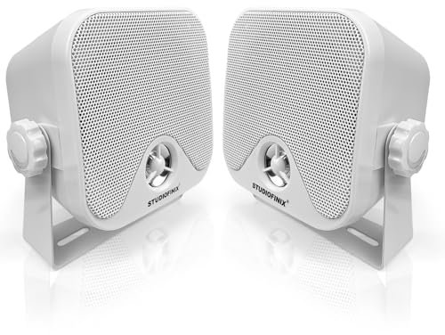STUDIOFINIX Sistema di altoparlanti stereo impermeabile 10,2 cm 100 W per ATV, UTV, moto, trattore, barca (bianco)