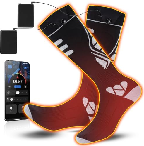 Beheizbare Socken Wiederaufladbare beheizbare Socken 7000-mAh-Akku Maximale Temperatur 75 °C Großer Heizbereich Ideal für Skifahren im Freien, Wintercamping, Wandern Für Männer und Frauen geeignet