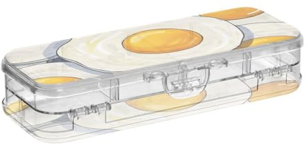 WDdZzyy Cute Cartoon Food Egg Plastic Pencil Box 2 Layer Transparent Pens Cases for Stationery Supplies with Lid