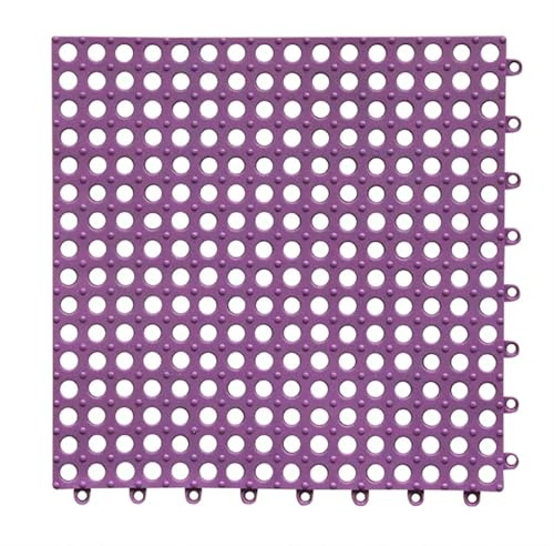 VFIDPSU Steckfliesen für den Boden PVC-Badematte, ineinander greifende, rutschfeste Entwässerungsbodenfliesen, Duschbodenmatte mit Abflusslöchern, Saugnapf-Bodenmatte for die Küche(Purple)