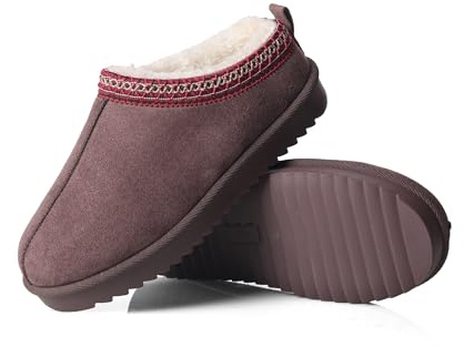 Women's Warm Clog Slippers – Faux Suede House Shoes with Fleece Lining and Non-Slip Sole for Indoor & Outdoor Use (CHOCOLATE, One Size, Adult, Women, 6, Numeric, UK Footwear Size System, Medium)