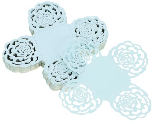 TOYANDONA 50 Unidades de Vasos de Papel para Chocolate Diseño Calado Floral Color Perla Azul Claro Envoltorios para Bombones y Trufas Ideales para Bodas y Fiestas