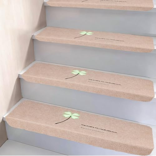 15Pcs Marchettes d'escalier, 22 x 55 cm Tapis Marche Escalier Intérieur Antidérapant, Lumière Marchettes d'Escalier, Tapis d'escalier, Tapis Marchettes D'escalier Auto-Adhésif pour Enfants (Mise)