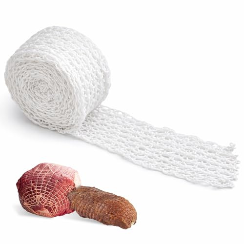 JJUNW Rollo de red de carne de 5 metros, malla de envoltura de cocina, calcetín de jamón, red elástica elástica para carne ahumada, aves de corral, red de jamón de carnicero para cocinar o secar carne