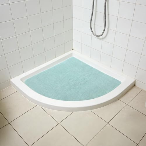 rutschfeste Duschmatte, PVC-Luffa-Eckbadematte mit schnelltrocknender Drainage, 60 x 60 cm, dreieckig, waschbar, für mehr Sicherheit im Badezimmer, in Nassbereichen und in der Dusche, Blau