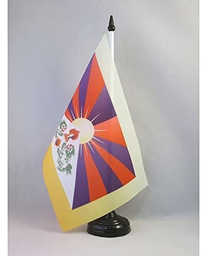 AZ FLAG Tibet bordsflagga 21 x 14 cm - liten tibetansk kontorsflagga 14 x 21 cm