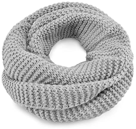 Neverless® Damen Loopschal Strickschal Schlauchschal Winterschal einfarbig Hellgrau unisize