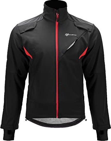 ROCK BROS Winter Cycling Jacket for Men Thermal Fleece Windproof Jacket Running Biking Hiking