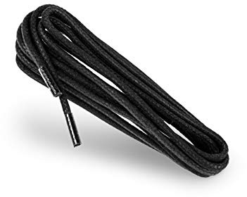Kaps Cordones Redondos Encerados - Cordones de 100% algodón natural, Elegantes para Zapatos de Vestir y de Diario, Hecho en Europa (75 cm - 4 a 5 pares de ojales / 91 - Negro)