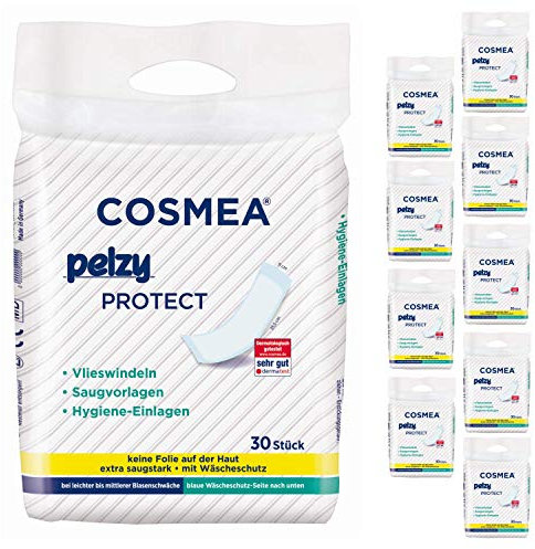 Cosmea Pelzy Protect Vlieswindeln/Saugvorlagen, für Wöchnerrinnen, für die tägliche Pflege, extra saugstark, Vorteilspack (10 x 30 Stück) Inkontinenz & Wochenbetteinlagen