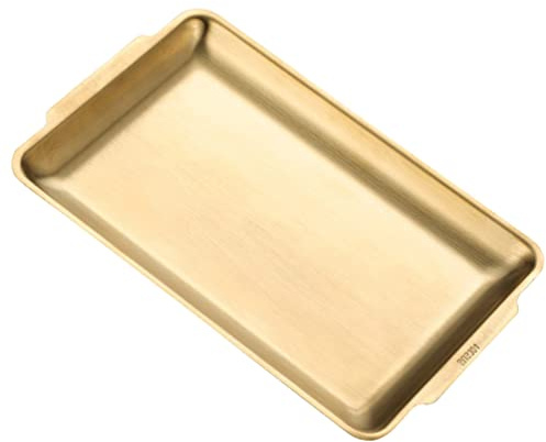 Cabilock Edelstahl Sushiplatte Länglich 304 für Grill und Servieren Gold | Oblonges Format, Glatte Kanten, Leicht zu Handhaben, Bbq und Einzug, 1 Stück, Küchengebrauch