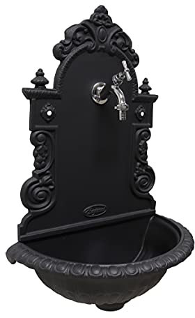 FONDERIA BONGIOVANNI Wandbrunnen Modell Pamplona für Haus und Garten mit Wasserhahn aus Messing in gewählter Oberfläche (verchromt)