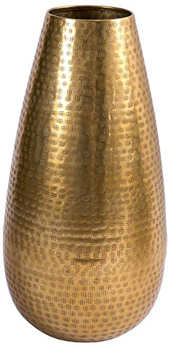Vase Orient 25cm - Gold - Metall-Aluminium-Legierung Hammerschlag | Montiert, vielseitig einsetzbar, Unikat-Oberfläche, Antik-Look, orientalischer Look
