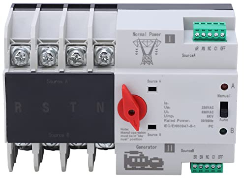 Interruptor de Transferencia Automática de Doble Potencia AC 400V 4P 100A ATS PC Interruptor Emergencia Interruptores de Energía Duales para Electricidad Municipal UPS Inversor Solar Energía Municipal