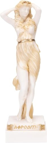 Griechische Göttin Aphrodite Venus Geburt der sexy nackten Alabaster-Statue, goldfarben, 24 cm