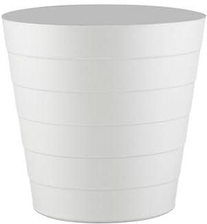 Zuvo Waste Paper Bin 8L, Wave Design Bin for Bedroom and Office, White | Sculpted wave-design plastic, wipe-clean, solid walls keep scraps in, open top, roomy 8 litre for bedroom, office, lounge