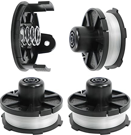Bobine di Filo di Ricambio per tagliabordi, 3 Pezzi Bobine portafilo per Akku DUR181 DUR141 DUR180Z DUR181Z 196146-9 195858-1, Φ1,6 mm 8,3 m con 1 cappuccio di copertura + 1 molla