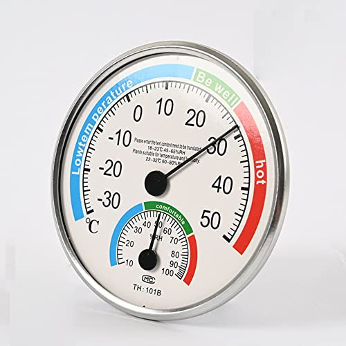 Thermo-Hygrometer für drinnen und draußen, Hygrometer, Thermometer, analoger Monitor, Luftfeuchtigkeit, Durchmesser 13 cm, Dicke 20 cm, weiß, für Babyzimmer, Gewächshaus, 4 Stück
