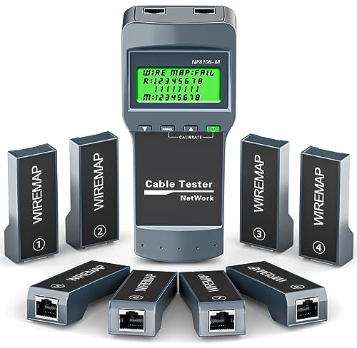 VXSCAN - Tester per cavi di rete RJ45, 8 unità remote, lunghezza LAN, cavo Ethernet, kit per Cat5/CAT5e/CAT6/CAT6e, per individuare la misurazione della lunghezza del punto di rottura e controllo