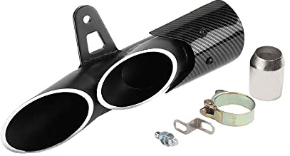 Terminale per marmitta a doppia uscita Baceyong, tubo di scarico in acciaio inossidabile per silenziatore di moto, nero/fibra di carbonio