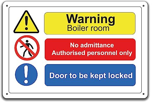Phonecasing 3mm Aluminum Composite Sign Sign (15cm x 20cm, Warning Boiler Room)