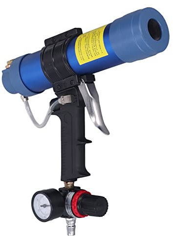 Pneumatische Klebepistole, 310 Ml Fassungsvermögen, 1/4 Zoll Einlass, Pneumatische Glasklebepistole Mit Manometer, Luftdichtmittel, Dichtmittel, Kartuschenpistolen-Werkzeug