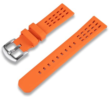 Crafter Blue UX09 22MM Straight End Watch Band Diver FKM Rubber Watch Strap Replacement for All 22mm Width Lug Watches, Orange
