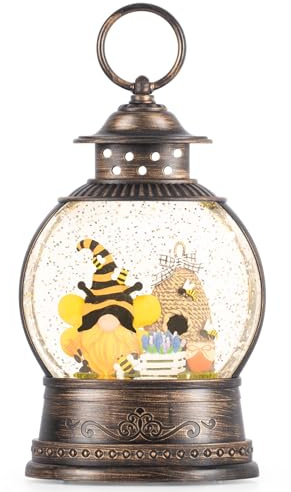 Easter Snow Globe Bee Hive Decor Spring Light Up Snow Globe 6H Timer Honey Bee Decorations for Spring Decor,Home Shelf Decor,Battery Operated & USB Operated