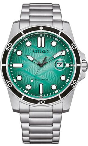 Citizen Eco-Drive Herrenuhr Edelstahl, Hellblau, 41.5 mm, AW1816-89L | Eco-Drive Solar, Keine Batterie Nötig, Kristallglas, 10 bar Wasserdicht, 240 Tage Gangreserve, Datum, Edelstahlband