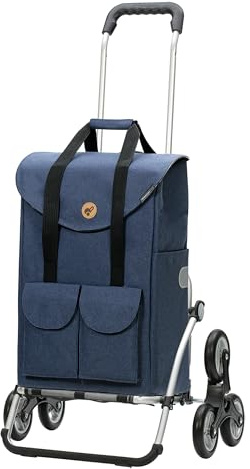 Andersen Einkaufstrolley - klappbar - 54 Liter - Treppensteiger | Aufhängung für Einkaufswagen - belastbar 50 kg - Aluminium - Trolley - Rad Ø 3 x 13 cm - Royal Shopper Jacob blau