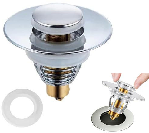 Sink Plug Replacement, Universal Bathroom Sink Plug, for 33-40 MM/28-33 MM, Pop Up Sink Hole Plug Cover with Strainer, Bath Basin Plug Filter with Basket Hair Catcher, for Kitchen and Bathroom