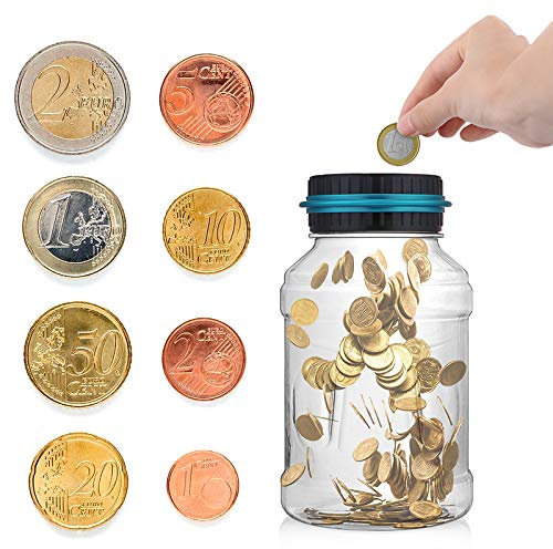 AOZBZ Spardose Zähler Sparschwein mit LCD Anzeige, 1,5 L Automatische Münzzähl-Spardose sicheres münzsparendes Bargeld Geeignet(1.5L)