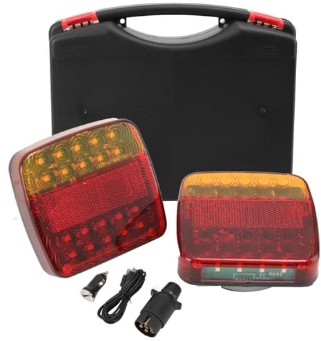 CDZHLTG Magnetische Kabellos LED Rückleuchten 12/24 V, Magnetische kabellose LED-Anhänger-Rückleuchten-Set, Wasserdicht Funk Rücklichter für Anhänger, Traktor, LKW, Wohnwagen