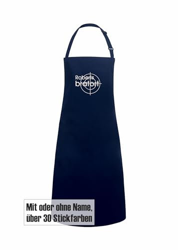 freitex: XXL-Grillschürze, Schürze Bratort bestickt, optional mit Name (Navy)