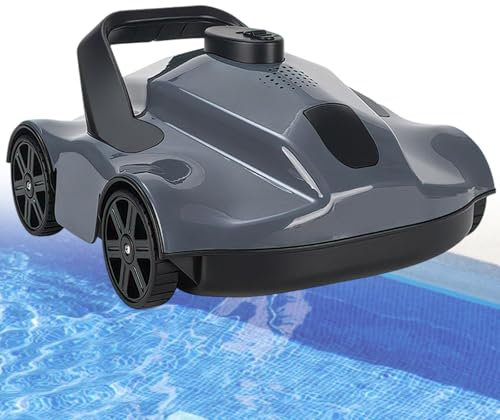 vnmudzeo Robot Aspirador De Piscina InaláMbrico De 860 Pies Cuadrados De Cobertura, con 4 Ruedas, Capacidad De Almacenamiento De Basura De 2,5 L, Robot Limpiador De Piscina Recargable,Grey