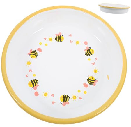 Ciieeo Enamel Deep Plate Capacity Bowl Versatile for Washing Vintage Design Enamel Finish