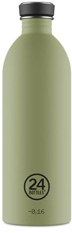 24Bottles Urban Trinkflasche 1L, 100% versiegelter Deckel, umweltfreundlich, Edelstahl, Ultraleicht, Nicht-Thermo, Stone Sag