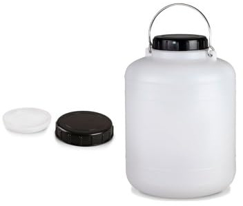 Droquimur. Garrafa de plastico apto para uso alimentario de 5 litros con asa metálica con tapadera a rosca y una tapa interior que permite un cierre hermético. (5 LITROS)