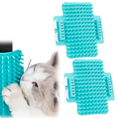 Massageecke für Katzen,2 Stück Weicher Katzen Bürste, Self Groomer für Katzen,Katze Liebt Eckbürste, Massage Ecke Katze Bürste,Katzenbürste Wand Ecke,Zum Massagen Kitzeln Fell Entfernen