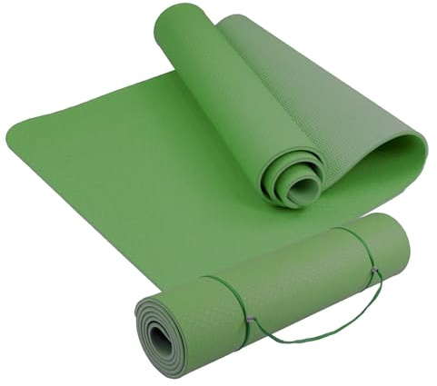 Tappetino Yoga Palestra Pilates 183 x 61 x 0,6 cm Superficie Antiscivolo Tappeto in TPE Ecologico da Ginnastica Aerobica (VERDE)