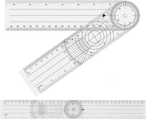 2 Stück Winkelmesser,Goniometer Physiotherapie,Winkelmesser Physiotherapie,Pvc Medizinischer Winkelmesser 360°Transparenter Gelenkmesser 36cm,Winkellineal Für Physiotherapie, Sporttherapie