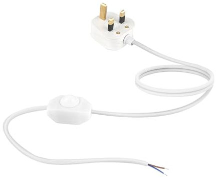Cord Plug Attached and In Line Dimmer Switch,Lamp Electrical Cord 0-100% Dimmable Control, 1.8m Replacement Lamp Cord Spare Power Cable, White