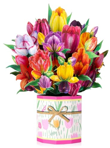 Tulpe Pop Up, Papier Blumenstrauß Grußkarten mit leerer Notizkarte und Umschlag, zur Feier von Liebe, Feiertag, Geburtstagen, Jahrestag, Valentinstag, Muttertag, Hochzeit, Urlaubs