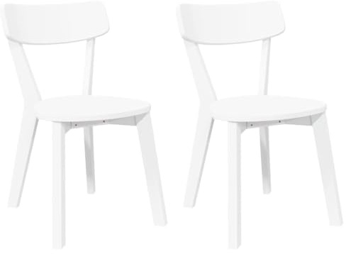vidaXL Sedie da Pranzo 2 pz Bianche in Legno Massello di Hevea, sedia da pranzo, sedia da cucina, sedile da pranzo, sedia, sedia da soggiorno
